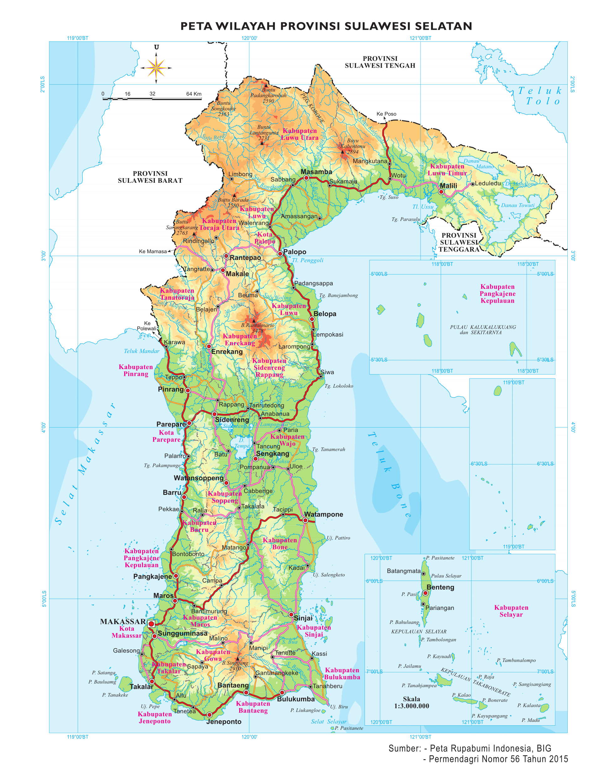 peta sulawesi selatan